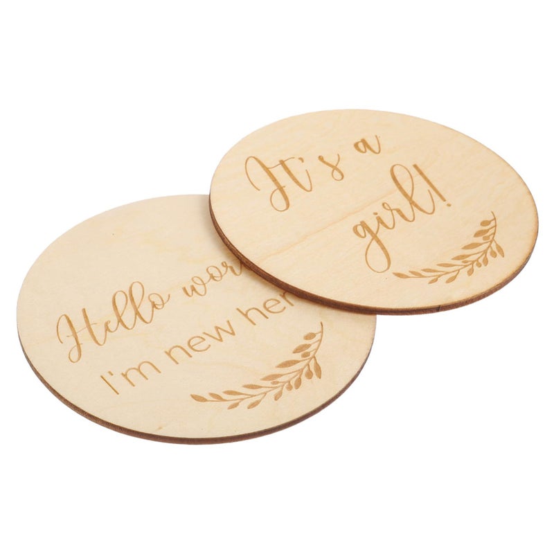2 Pcs Wooden Milestone Cards Creative Growth Commemorative Cards for Newborn Photography Unique Design Social Media Sharing Keepsakes - Image 2