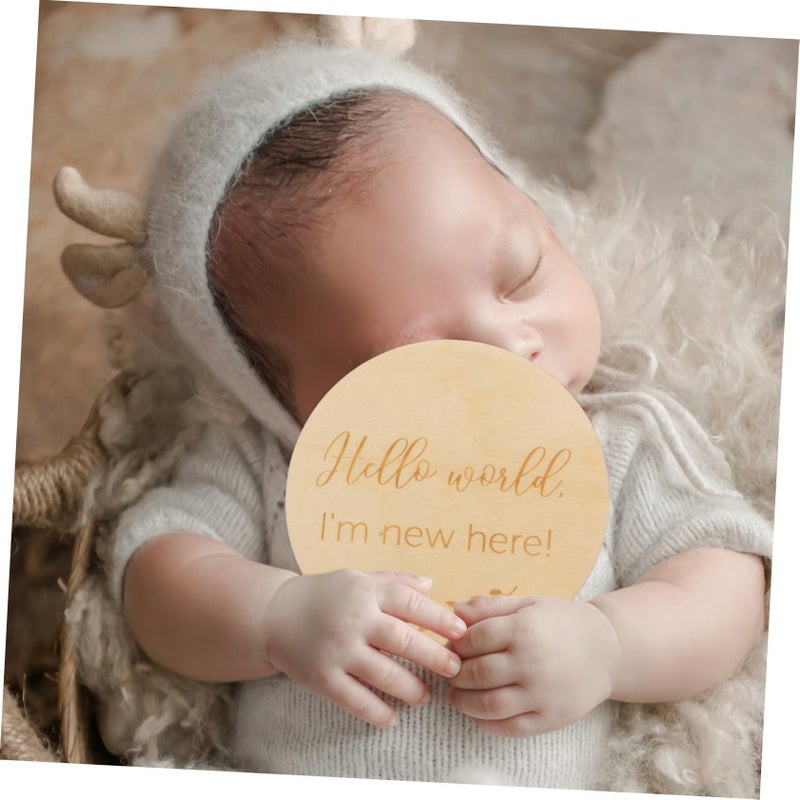 2 Pcs Wooden Milestone Cards Creative Growth Commemorative Cards for Newborn Photography Unique Design Social Media Sharing Keepsakes - Image 4
