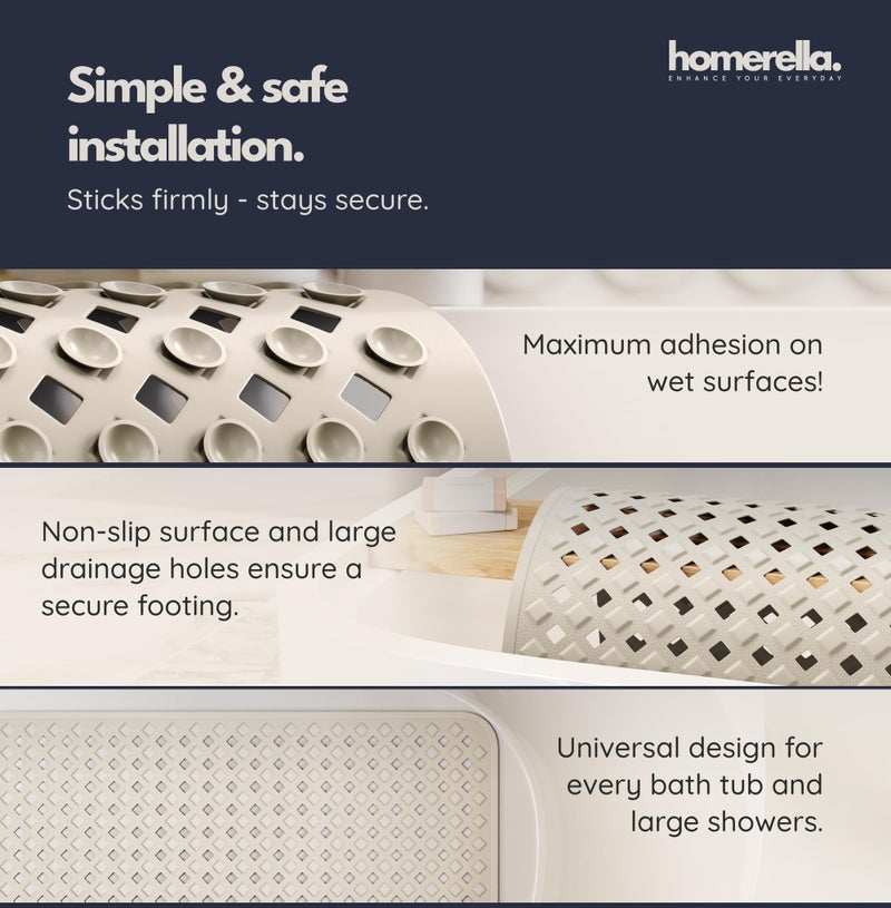 Homerella Bathtub Mat Non Slip 35x16 - homerellaÂ® Bath Mat Incl. Hooks for Drying, Extra Long, 100% BPA Free, Shower Mat Non Slip Anti Mold, Machine Washable, Shower Mats for Inside Shower Mildew Resistant - Image 4