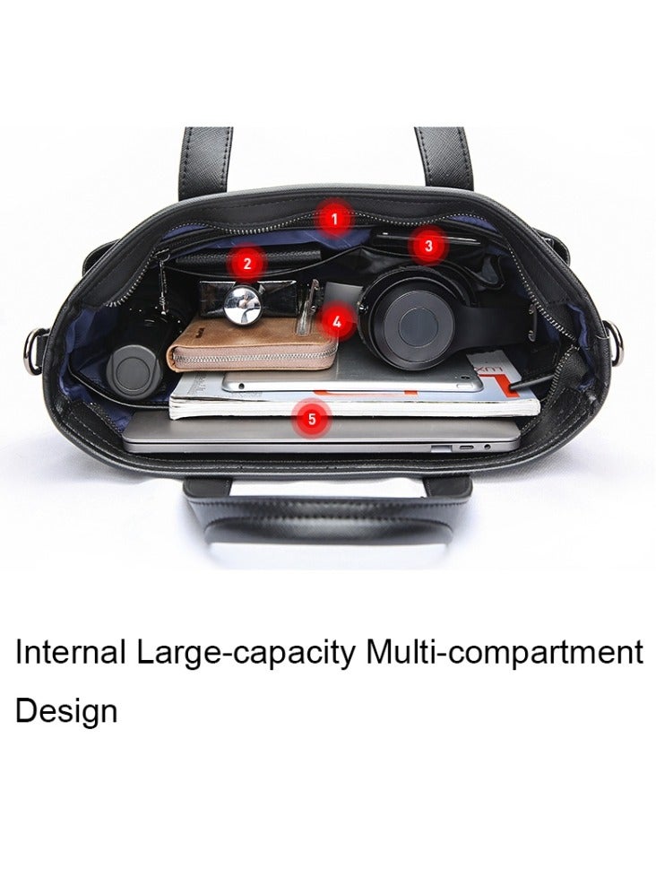 BOPAI 11-70511 Large Capacity Waterproof Laptop Handbag for Business – 14" Nylon & Polyester Bag with Multi-Layer Storage, Detachable Strap, and Comfortable Handle – Black - Image 4