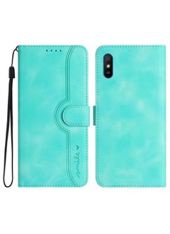 HuHa Case Cover For Xiaomi Redmi 9A/9AT/9i Heart Pattern Skin Feel Leather Phone Case Light Blue 