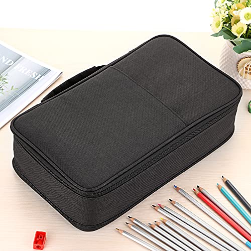 BTSKY Colored Pencil Case 360 Slots Pencil Bag Organizer High Capacity Holder with Double Zippers Multilayer Compatible with Crayola Colored Pencils Watercolor Pens & Gel Pens Black - Image 3