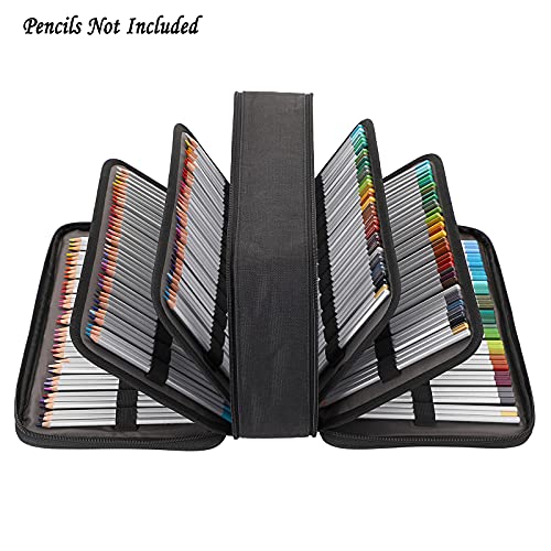 BTSKY Colored Pencil Case 360 Slots Pencil Bag Organizer High Capacity Holder with Double Zippers Multilayer Compatible with Crayola Colored Pencils Watercolor Pens & Gel Pens Black - Image 2