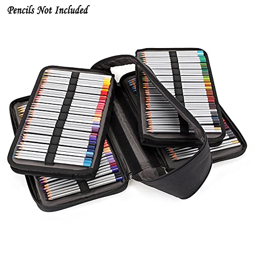 BTSKY Colored Pencil Case 360 Slots Pencil Bag Organizer High Capacity Holder with Double Zippers Multilayer Compatible with Crayola Colored Pencils Watercolor Pens & Gel Pens Black - Image 4