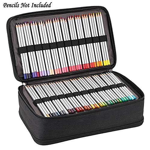 BTSKY Colored Pencil Case 360 Slots Pencil Bag Organizer High Capacity Holder with Double Zippers Multilayer Compatible with Crayola Colored Pencils Watercolor Pens & Gel Pens Black - Image 5