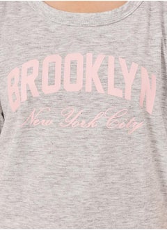 Styli Typography Print Short Sleeve T-Shirt and Checked Pyjama Set  - Image 4