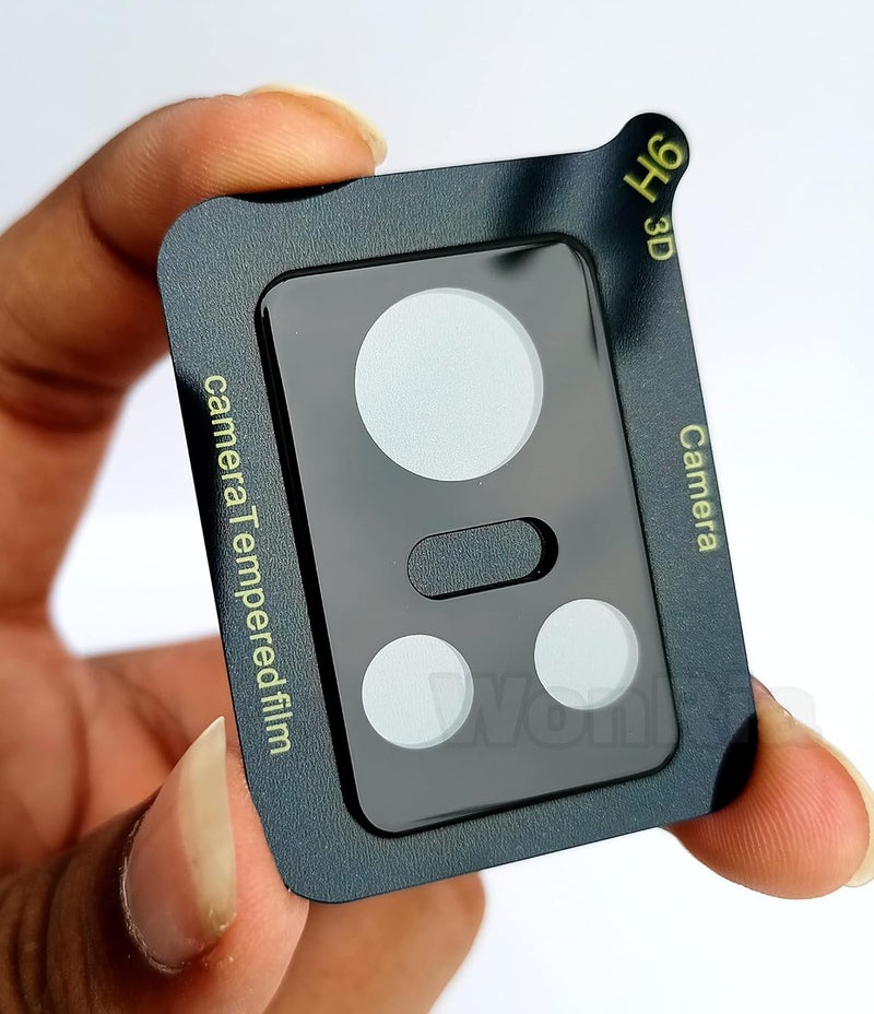 WonRia حماية زجاج الكاميرا الخلفية لعدسة كاميرا Realme GT Neo 3 حارس زجاجي حقيقي 3D فائق النحافة عالي الدقة (أسود) - Image 3