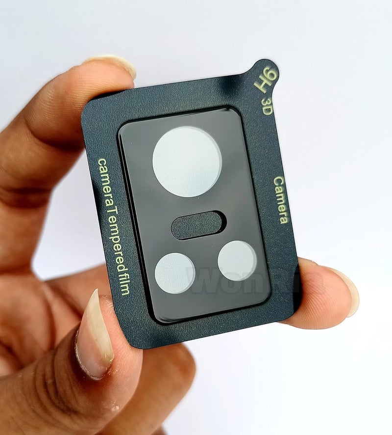 WonRia حماية زجاج الكاميرا الخلفية لعدسة كاميرا Realme GT Neo 3 حارس زجاجي حقيقي 3D فائق النحافة عالي الدقة (أسود) - Image 1