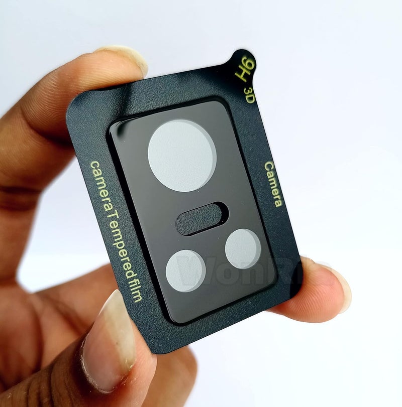 WonRia حماية زجاج الكاميرا الخلفية لعدسة كاميرا Realme GT Neo 3 حارس زجاجي حقيقي 3D فائق النحافة عالي الدقة (أسود) - Image 2