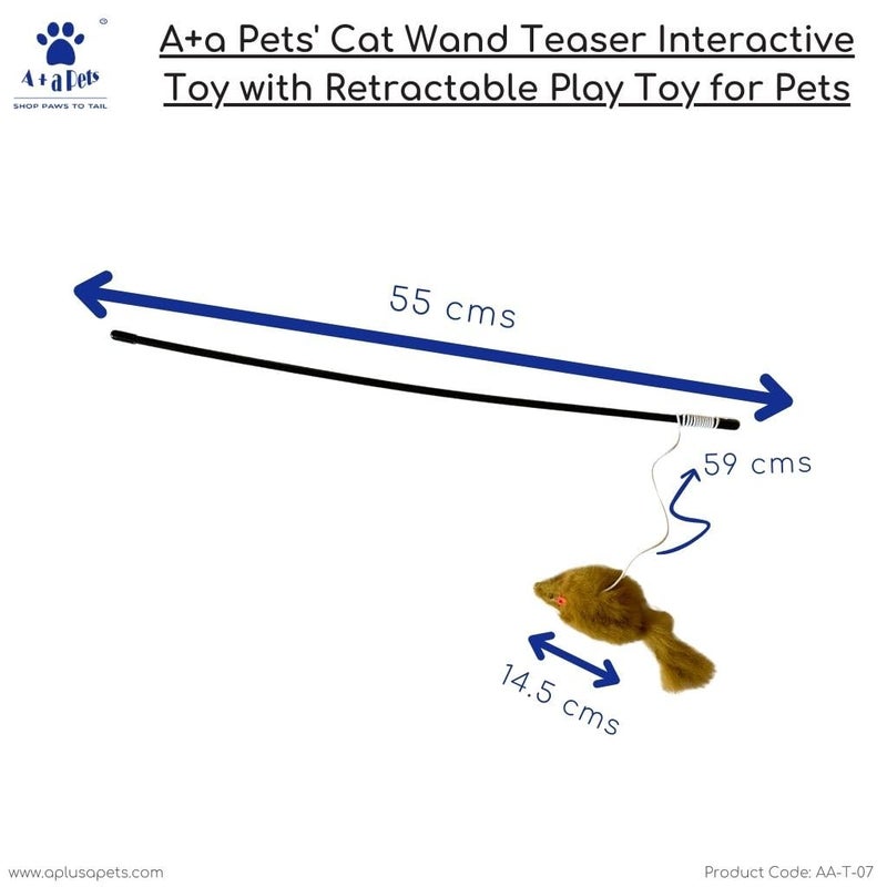 A+a Pets ' Cat Wand Teaser Interactive Toy with Feather Mouse Play Toy for Cats, Puppies, and Small Animals (Mouse) - Image 3