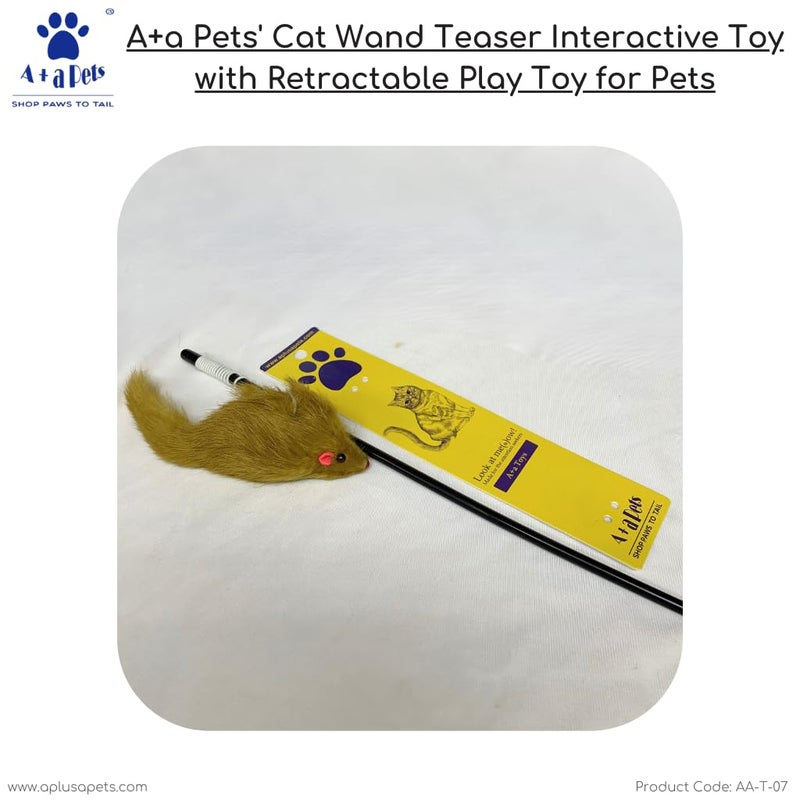 A+a Pets ' Cat Wand Teaser Interactive Toy with Feather Mouse Play Toy for Cats, Puppies, and Small Animals (Mouse) - Image 4