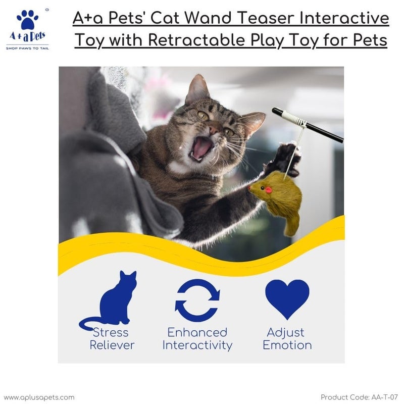 A+a Pets ' Cat Wand Teaser Interactive Toy with Feather Mouse Play Toy for Cats, Puppies, and Small Animals (Mouse) - Image 5