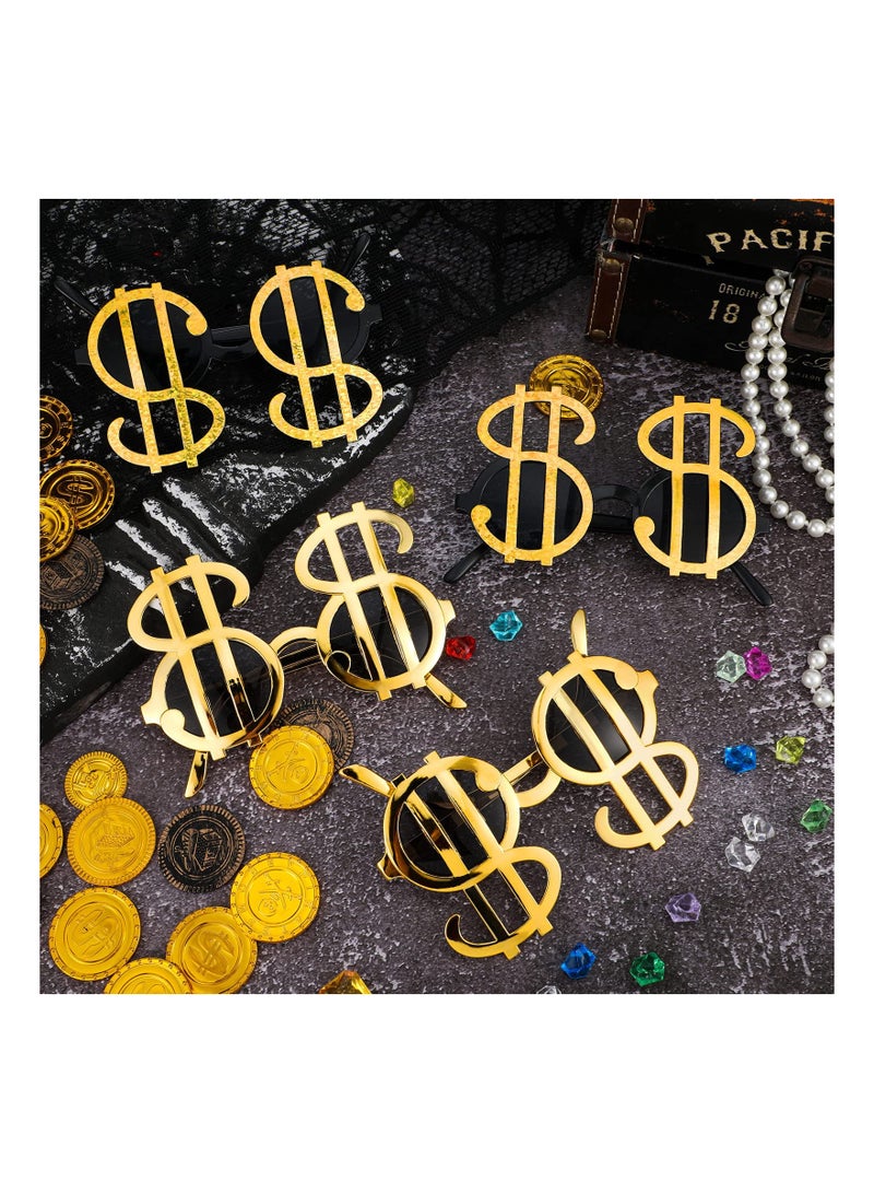 KASTWAVE نظارات ذهبية على شكل دولار، 6 أزواج من نظارات الدولار المضحكة، نظارات حفلات مضحكة للكبار والأطفال، نظارات إبداعية رائعة لصور الهيب هوب، مستلزمات حفلات الهالوين - 2 لون - Image 5
