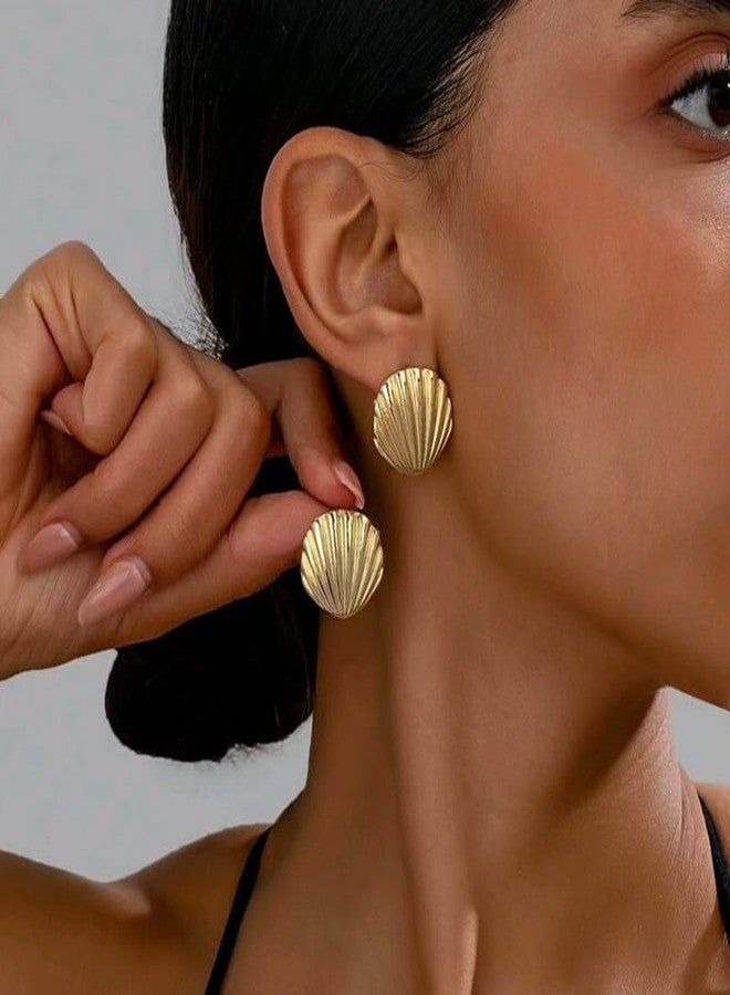 Achoulei 4 Pairs Starfish Earrings Shell Earrings for Women, Seashell Earrings Accessories, 14K Gold Sea Shell Beach Jewelry for Women - Image 3