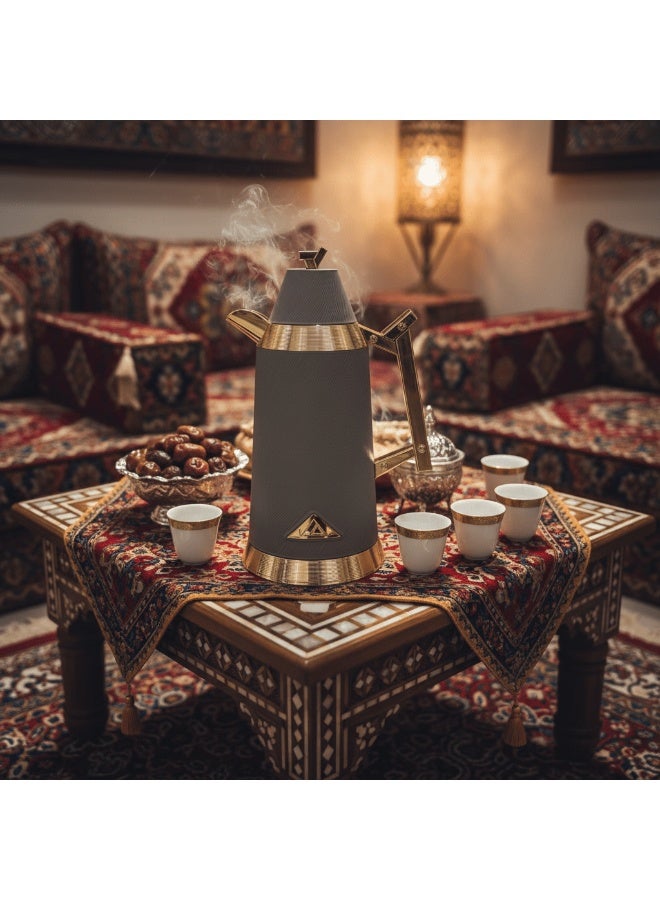 Red Home Luxury Vacuum Flask Set – 1L + 1L – Gray & Gold - Image 4