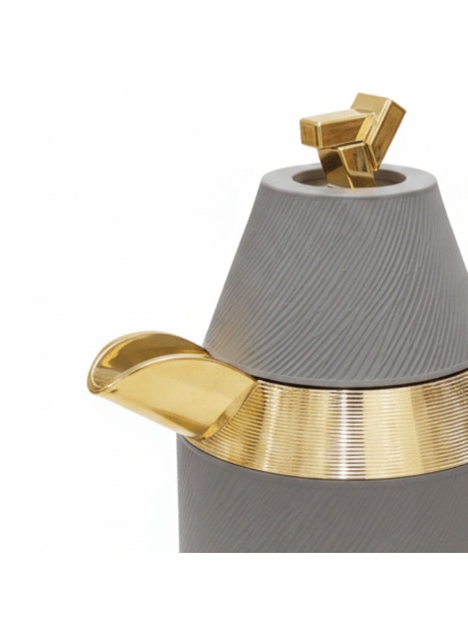 Red Home Luxury Vacuum Flask Set – 1L + 1L – Gray & Gold - Image 2
