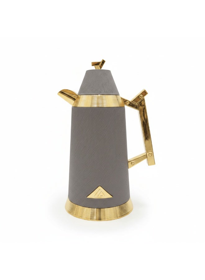 Red Home Luxury Vacuum Flask Set – 1L + 1L – Gray & Gold - Image 1
