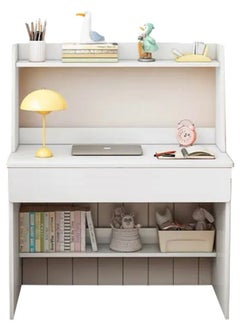 Upgraded Multipurpose Modern Design Unique Style Laptop Desk 15 mm Thickness Wood Sheet Table with Storage Drawer and Bookshelves 80 x 50 x 120 cm