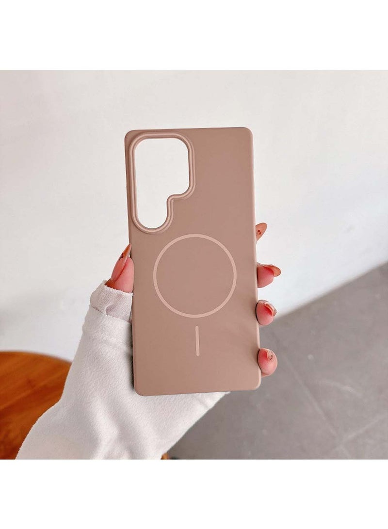 Samsung Galaxy S25 Ultra 5G 2025 Syndee Series Premium Liquid Silicone Compatible With Thin Magsafe Ring Case Cover - Rose Gold