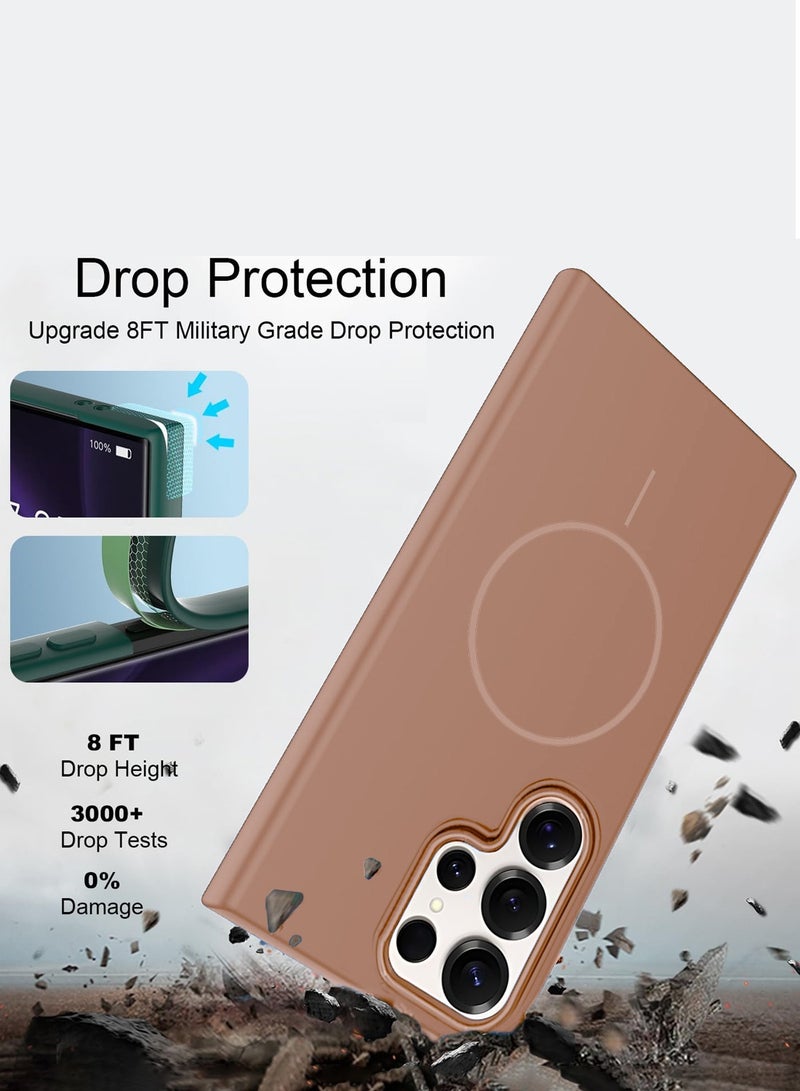Samsung Galaxy S25 Ultra 5G 2025 Syndee Series Premium Liquid Silicone Compatible With Thin Magsafe Ring Case Cover - Rose Gold