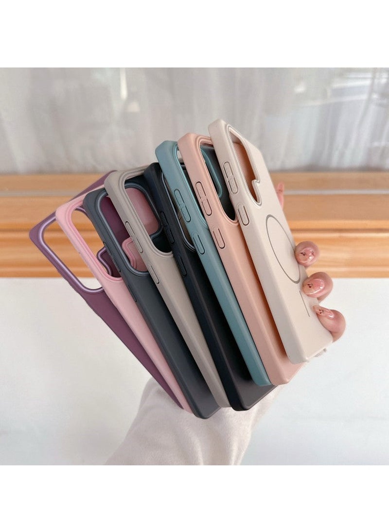 Samsung Galaxy S25 Ultra 5G 2025 Syndee Series Premium Liquid Silicone Compatible With Thin Magsafe Ring Case Cover - Rose Gold