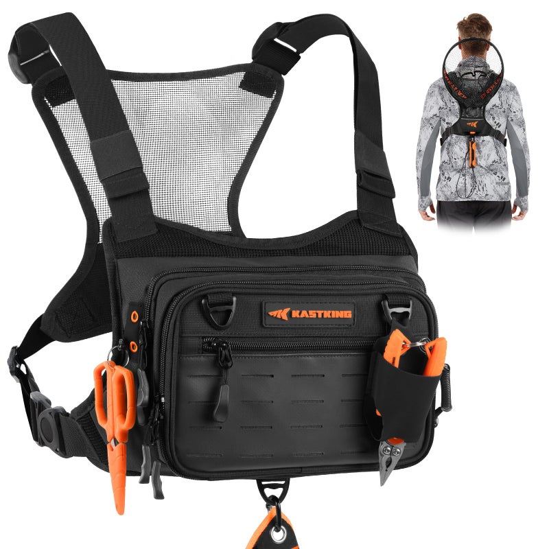 KastKing Bait Boss Water-Resistant Fishing Chest Pack With EVA Zip-Down Workstation, MOLLE Storage, Adjustable Chest Straps - Image 1