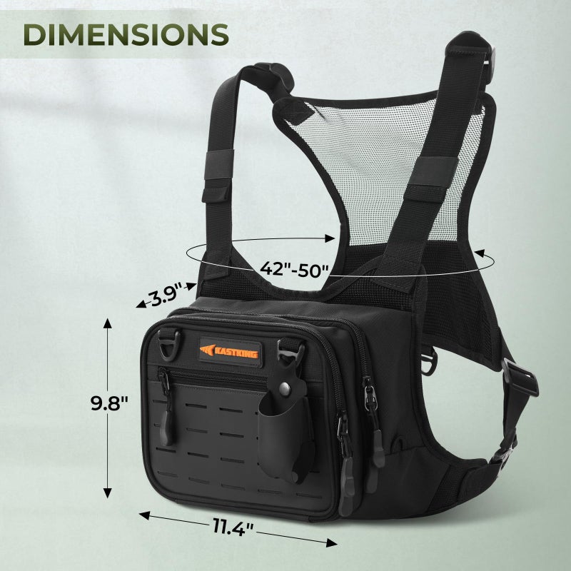 KastKing Bait Boss Water-Resistant Fishing Chest Pack With EVA Zip-Down Workstation, MOLLE Storage, Adjustable Chest Straps - Image 4