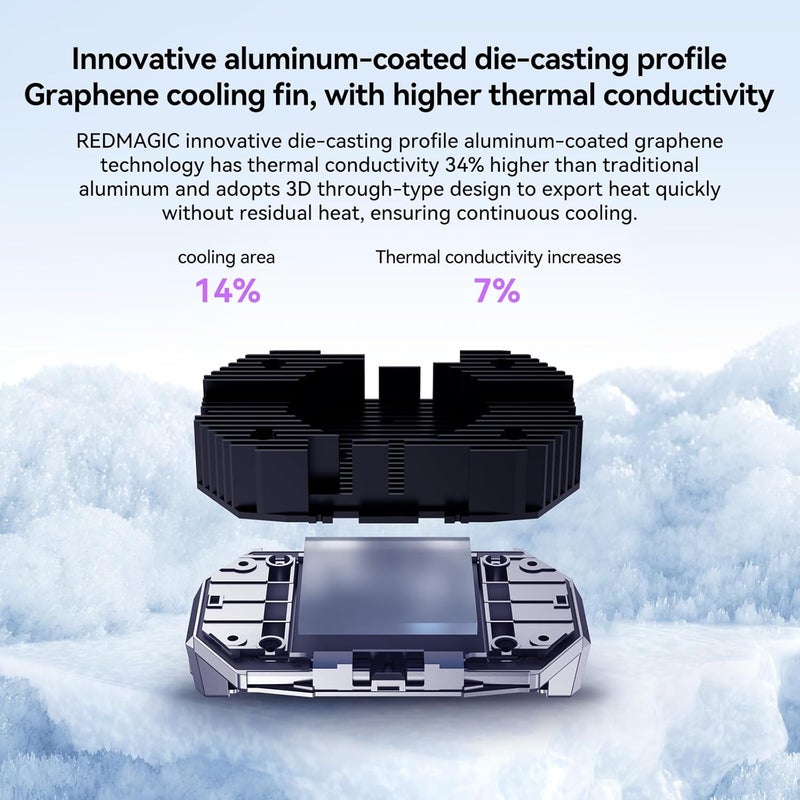 nubia RedMagic 6 Cell Phone Cooler for Gaming, 37W Cellphone Radiator with Retractable Clip for Live Streaming Bracket, Graphene Heatsink RGB LED Mobile Phone Cooling Fan Settings for 2.7-3.3 in - Image 3