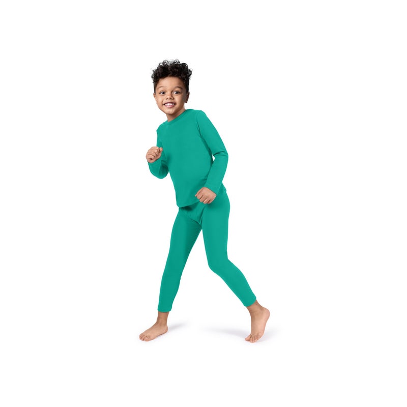 Rocky Thermal Underwear Kids, Boys Thermal Underwear Set Long Johns Thermals Kids Base Layer kid thermals top bottom set Boys Winter Clothes Shirt & Pants, Ski/Extreme Cold (Jade, Small) - Image 1