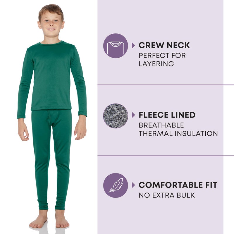 Rocky Thermal Underwear Kids, Boys Thermal Underwear Set Long Johns Thermals Kids Base Layer kid thermals top bottom set Boys Winter Clothes Shirt & Pants, Ski/Extreme Cold (Jade, Small) - Image 2
