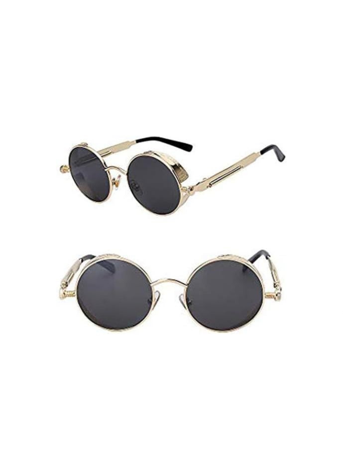 Bold Industrial Design Unisex Glasses - Make a statement of style and uniqueness (Gold, Blue)