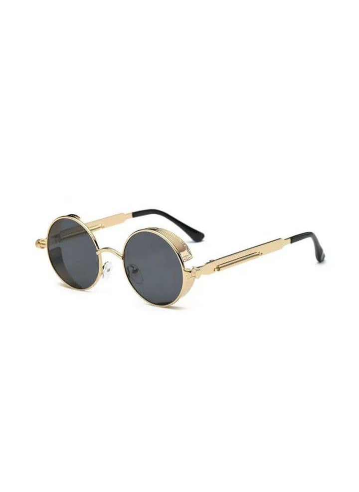 Bold Industrial Design Unisex Glasses - Make a statement of style and uniqueness (Gold, Blue)
