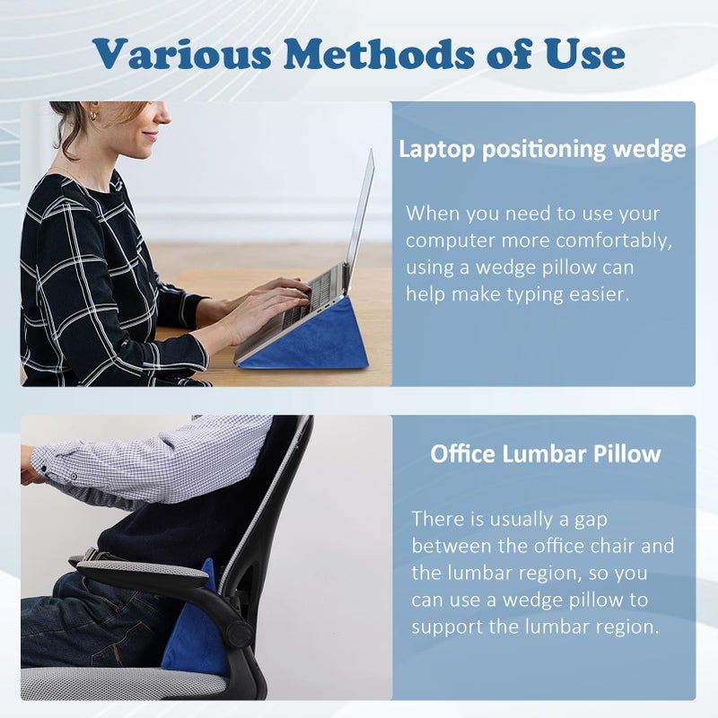 Zantle Small Wedge Pillow, Wedge Pillow for Bed Sores, Positioning Pillow, Positioning Wedge, Mini Pillow for Laptop and Yoga, Small Foam Wedge for Chair (1 Unit, Blue) - Image 3