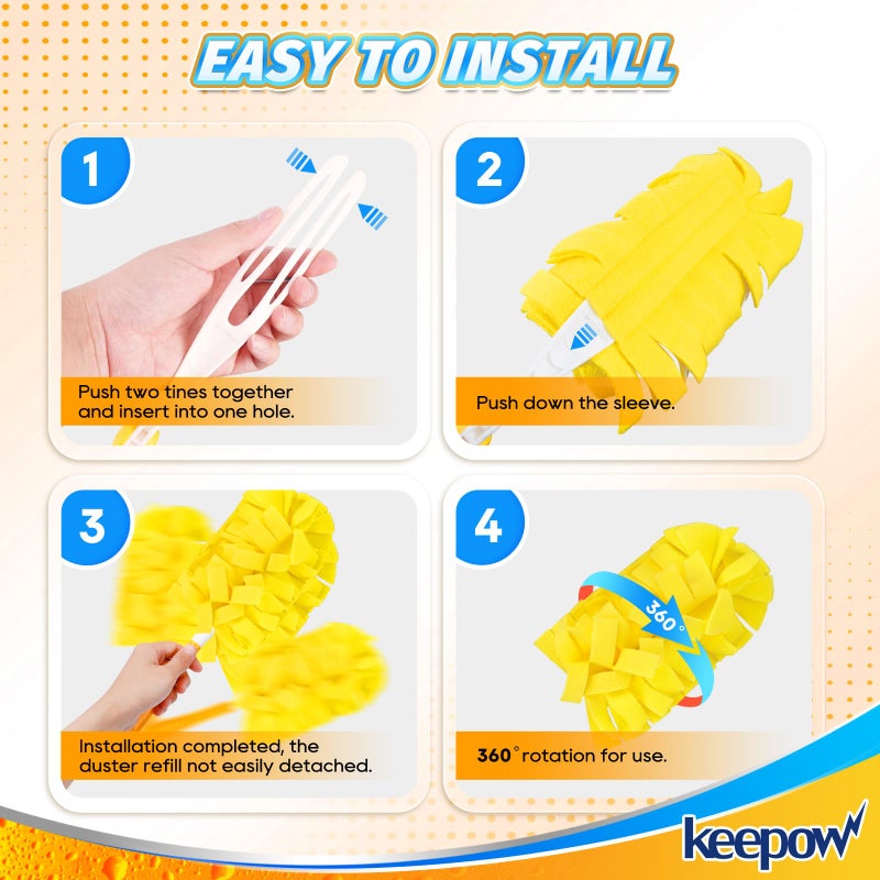 KEEPOW 6 Pack Reusable Duster Refill Compatible with Swiffer Hand Duster  Heavy Duty Duster Refills  360 Degree Dusters Refills for Cleaning  Fleece Refills Ceiling Fan (Handle is Not Included) - Image 4