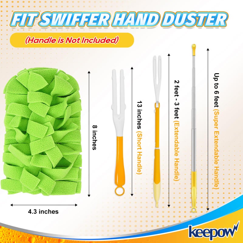 KEEPOW 6 Pack Reusable Duster Refill Compatible with Swiffer Hand Duster  Heavy Duty Duster Refills  360 Degree Dusters Refills for Cleaning  Fleece Refills Ceiling Fan (Handle is Not Included) - Image 2