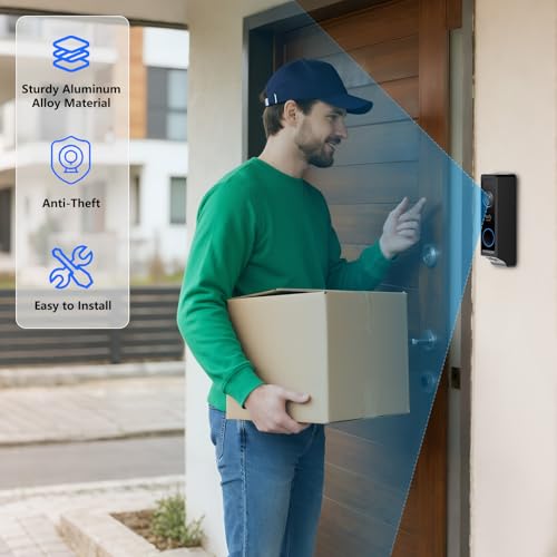 Annkoifu Anti-Theft Video Doorbell Mount for Eufy Doorbell E340/Wyze Duo Cam Doorbell, No-Drill Adjustable Mounting Bracket for Eufy E340, Apartment Door Bell Kits for Wyze Doorbell Camera for Home Rentals - Image 5