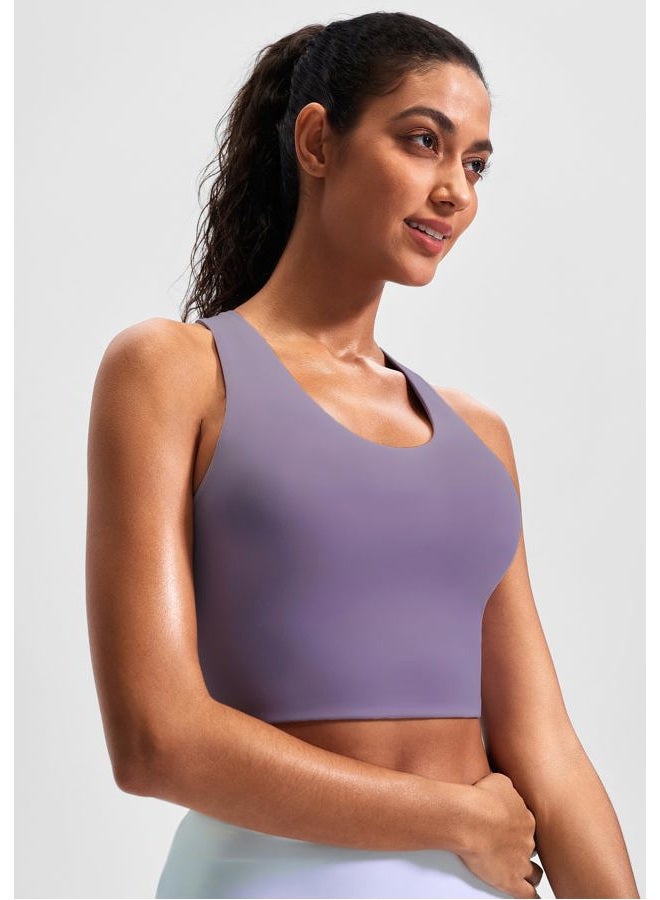 JOYSPELS Sports Bras for Women Criss-Cross Back Padded Workout Tank Tops Medium Support Crop Tops for Women, Purple, M - Image 2