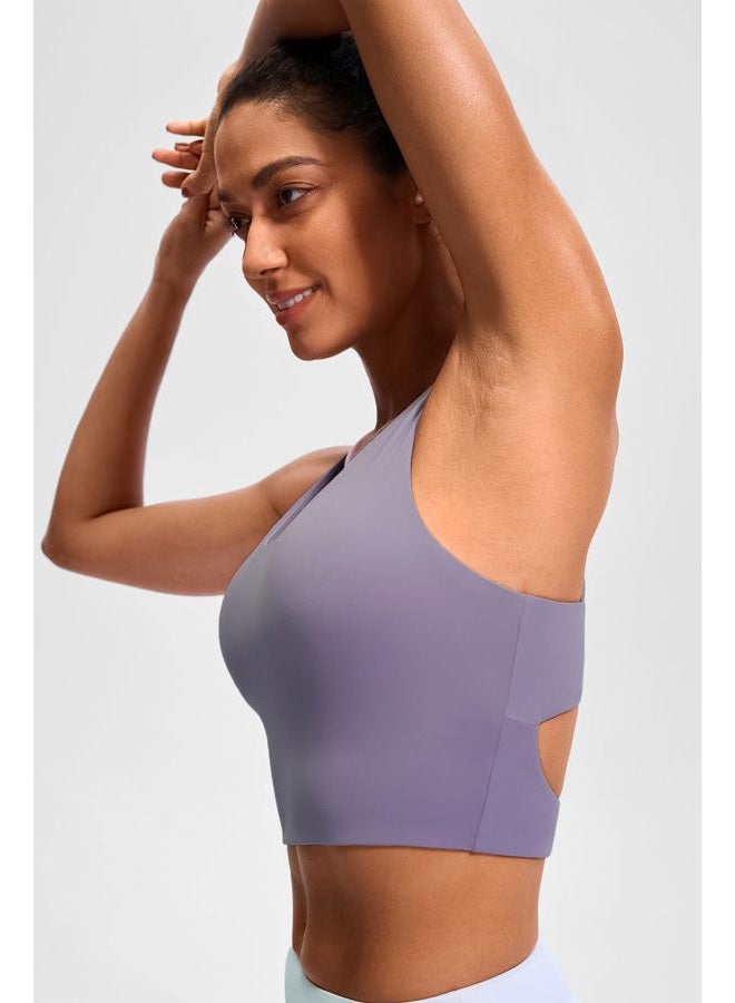 JOYSPELS Sports Bras for Women Criss-Cross Back Padded Workout Tank Tops Medium Support Crop Tops for Women, Purple, M - Image 3