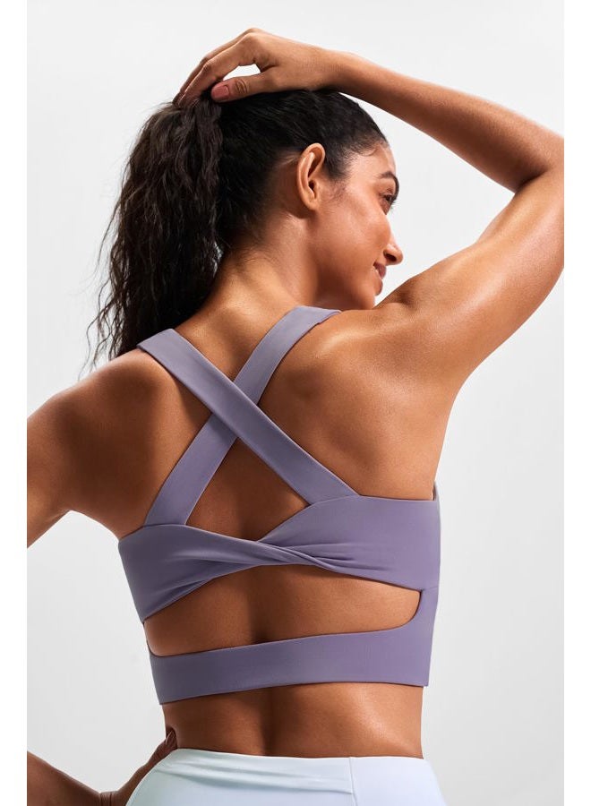 JOYSPELS Sports Bras for Women Criss-Cross Back Padded Workout Tank Tops Medium Support Crop Tops for Women, Purple, M - Image 4