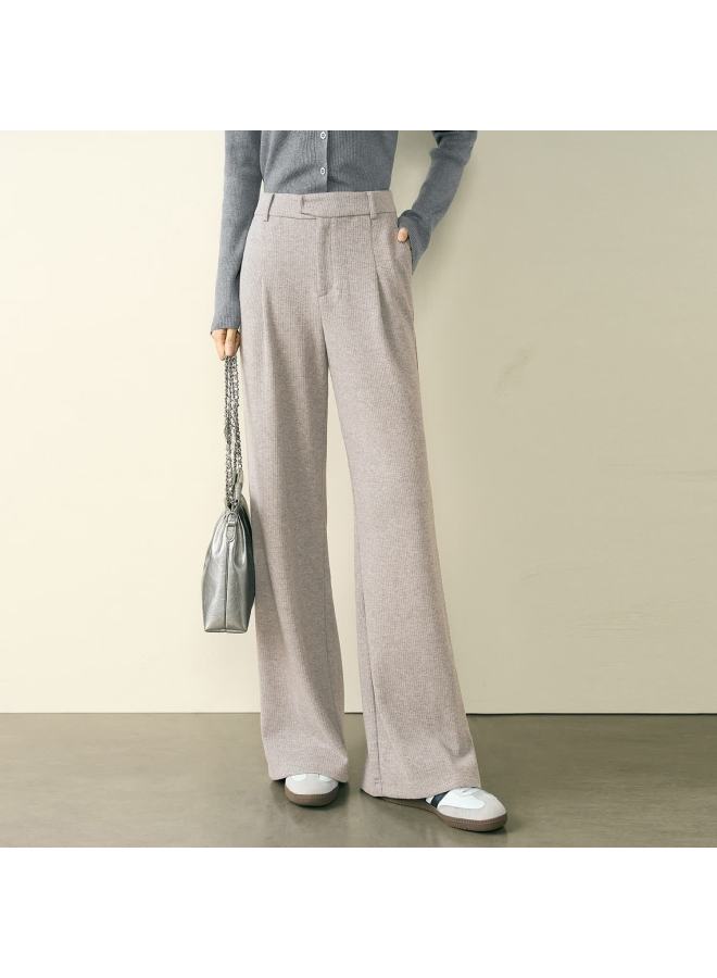 Yanyee Fashion Draped Loose Slimming Wide-leg Pants For Women  Autumn Commuting Straight Casual Trousers Apricot S - Image 1