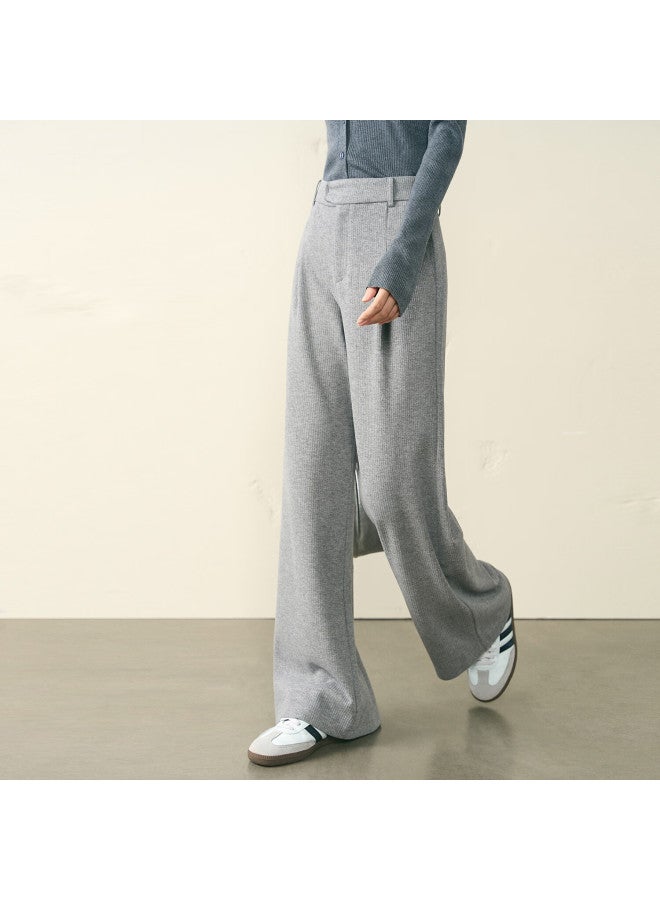 Yanyee Fashion Draped Loose Slimming Wide-leg Pants For Women  Autumn Commuting Straight Casual Trousers Apricot S - Image 2