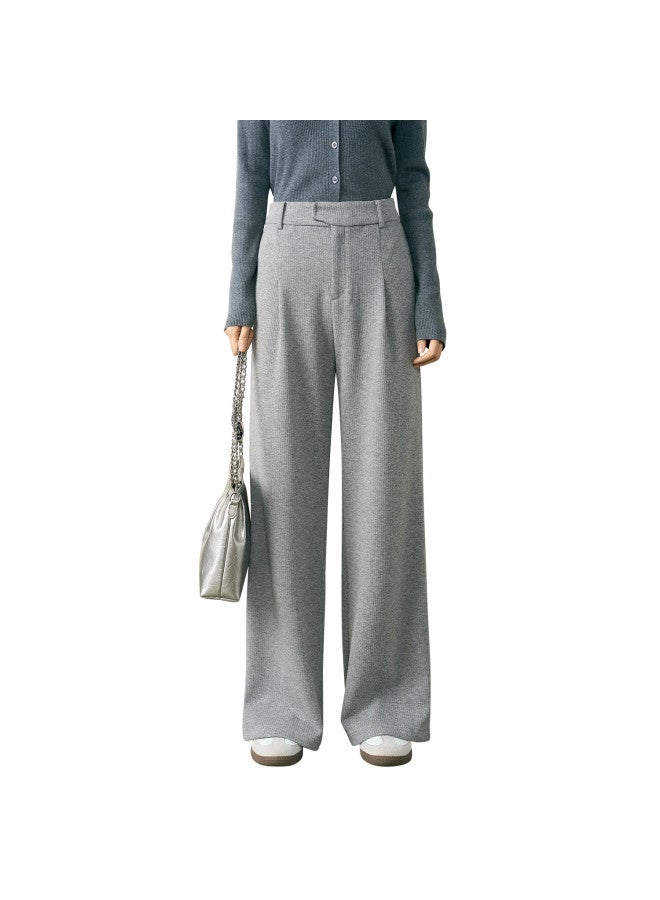 Yanyee Fashion Draped Loose Slimming Wide-leg Pants For Women  Autumn Commuting Straight Casual Trousers Apricot S - Image 4