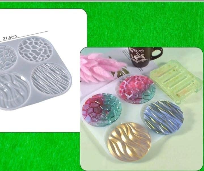 EOAST Round degassing Coasters Mould ONLY for Resin Art Coaster Silicone Mould Epoxy UV Resin Casting 4 in 1coster Mould only not Including Stand - Image 2