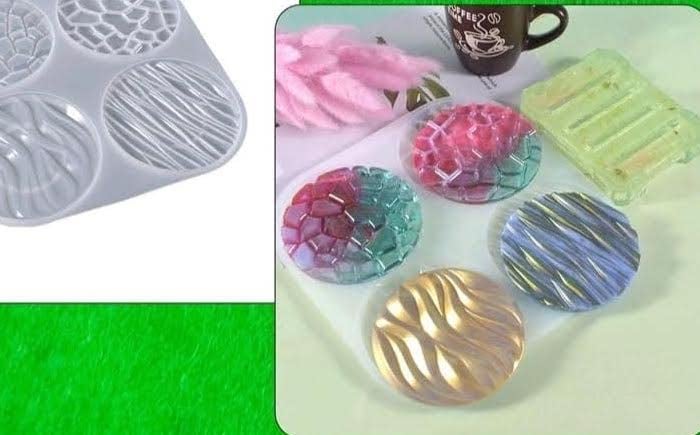 EOAST Round degassing Coasters Mould ONLY for Resin Art Coaster Silicone Mould Epoxy UV Resin Casting 4 in 1coster Mould only not Including Stand - Image 3