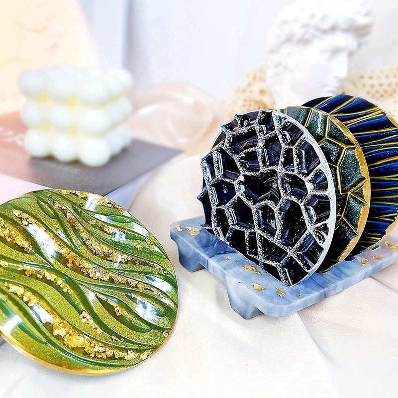 EOAST Round degassing Coasters Mould ONLY for Resin Art Coaster Silicone Mould Epoxy UV Resin Casting 4 in 1coster Mould only not Including Stand - Image 1