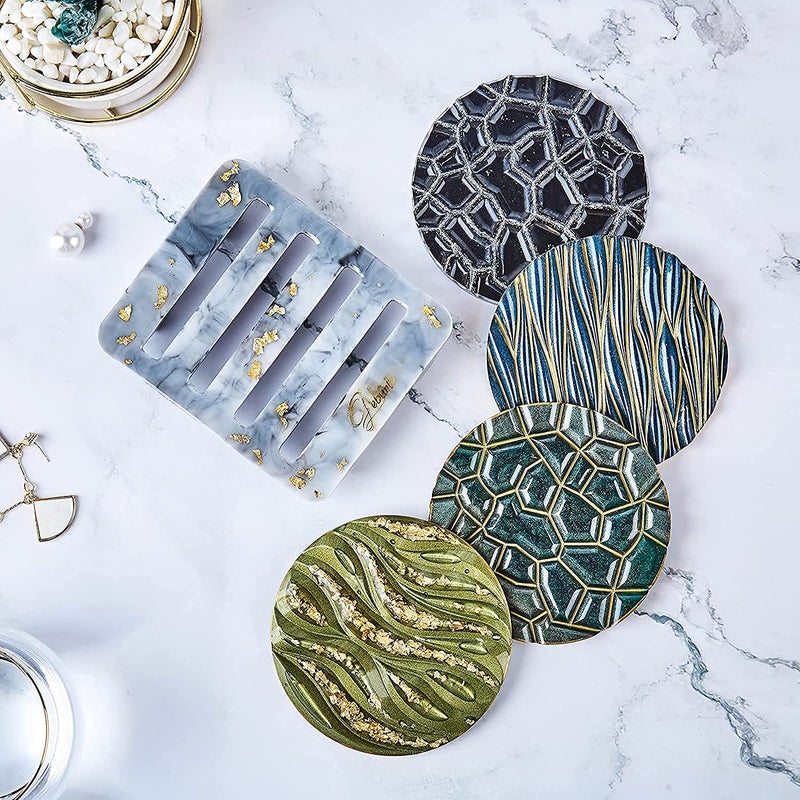 EOAST Round degassing Coasters Mould ONLY for Resin Art Coaster Silicone Mould Epoxy UV Resin Casting 4 in 1coster Mould only not Including Stand - Image 5