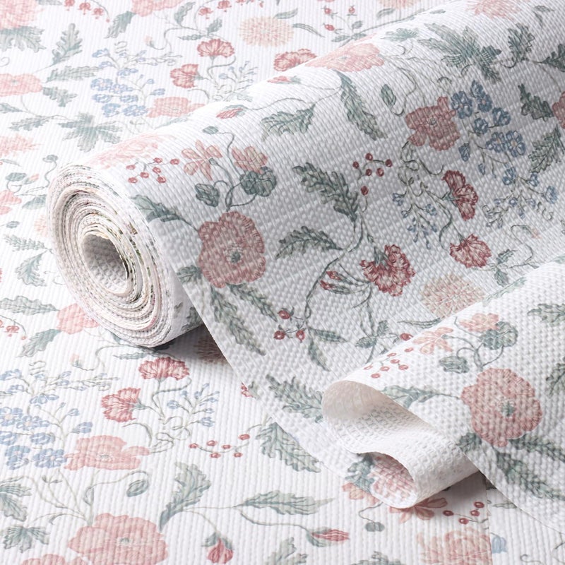 Amiitay Floral Drawer and Shelf Liner for Cabinets, 12IN x 20FT Non-Adhesive and Strong Non-Slip Shelf Cabinet Drawer Liners for Kitchen, Table,Bookshelves,Waterproof Cupboard Liners,Easy to Clean - Image 1