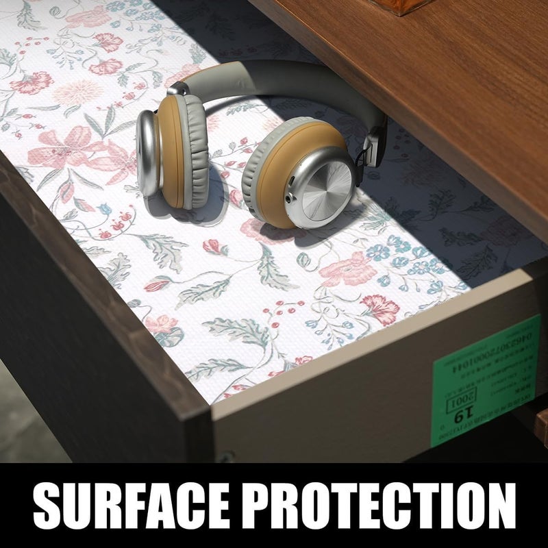 Amiitay Floral Drawer and Shelf Liner for Cabinets, 12IN x 20FT Non-Adhesive and Strong Non-Slip Shelf Cabinet Drawer Liners for Kitchen, Table,Bookshelves,Waterproof Cupboard Liners,Easy to Clean - Image 5