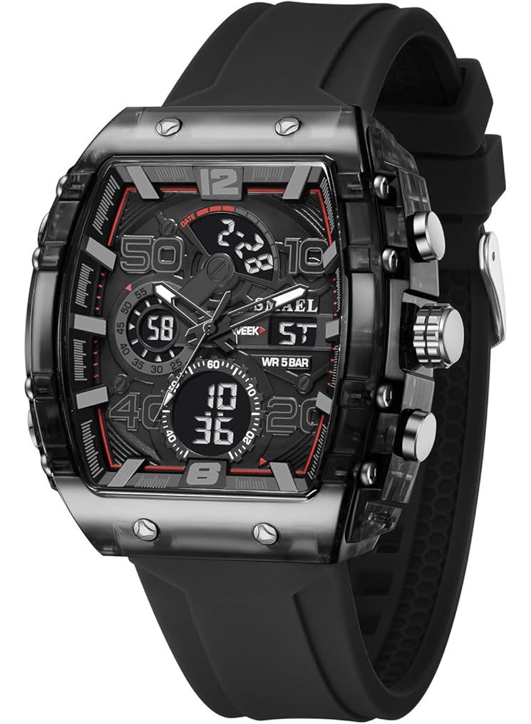 SMAEL Men's Display Watches Sports Outdoor Waterproof Luminous Multi Function Watch Date Face Alarm Stopwatch for Men - Image 1