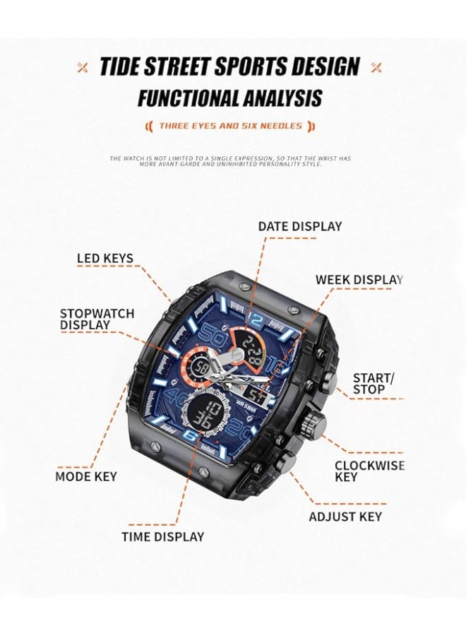 SMAEL Men's Display Watches Sports Outdoor Waterproof Luminous Multi Function Watch Date Face Alarm Stopwatch for Men - Image 2